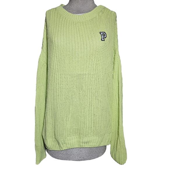 Victorias Secret Pink Bright Yellow Open Kint Sweater Size Large - Picture 1 of 3